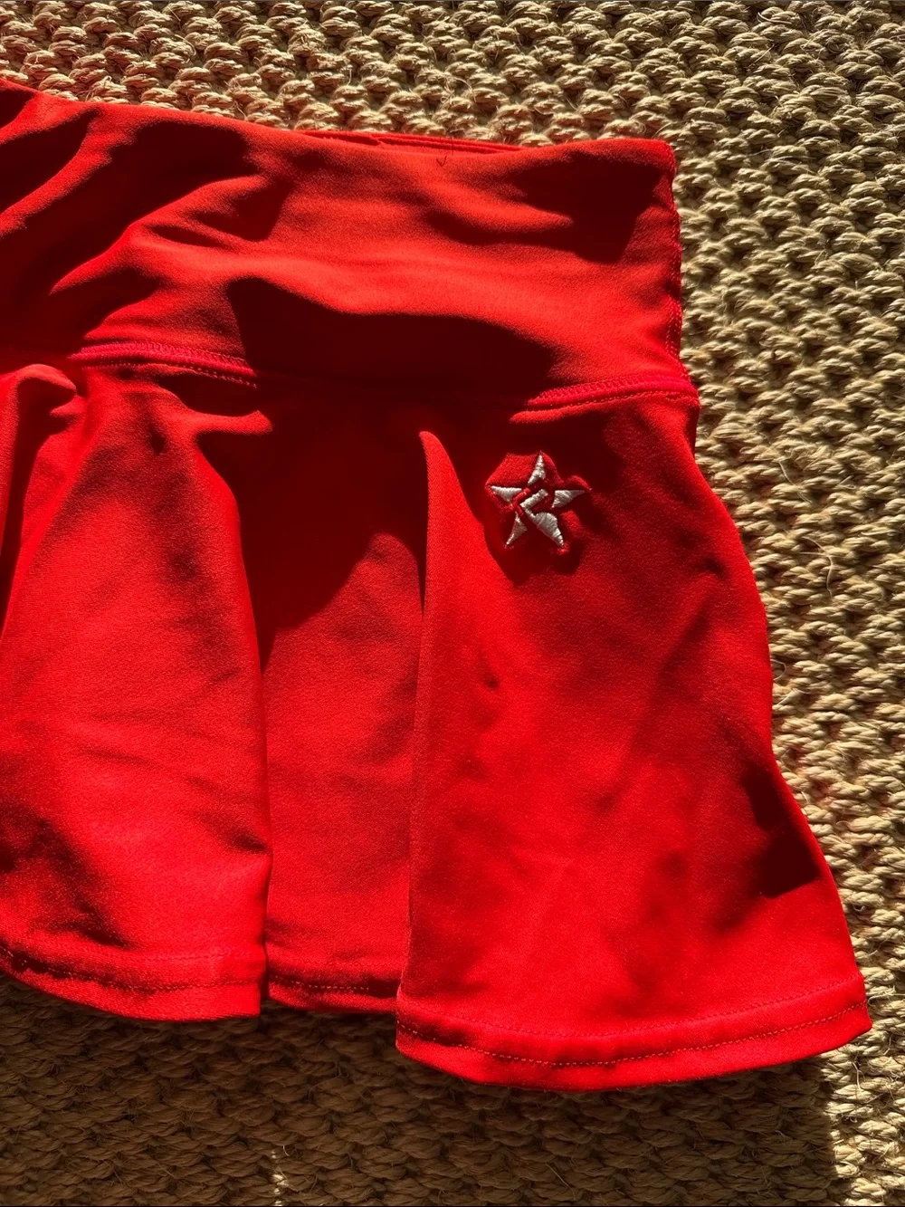 Bright Red Circle Skater Skirt with Star Detail